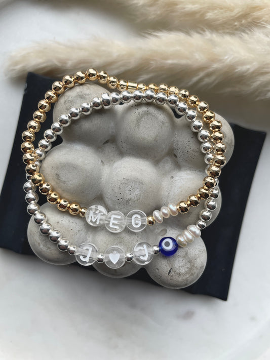 Personalised & pearls bracelet