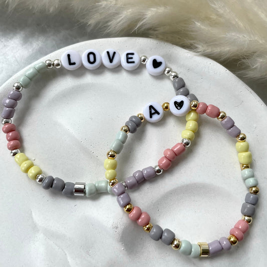 Children's pastels personalised bracelet
